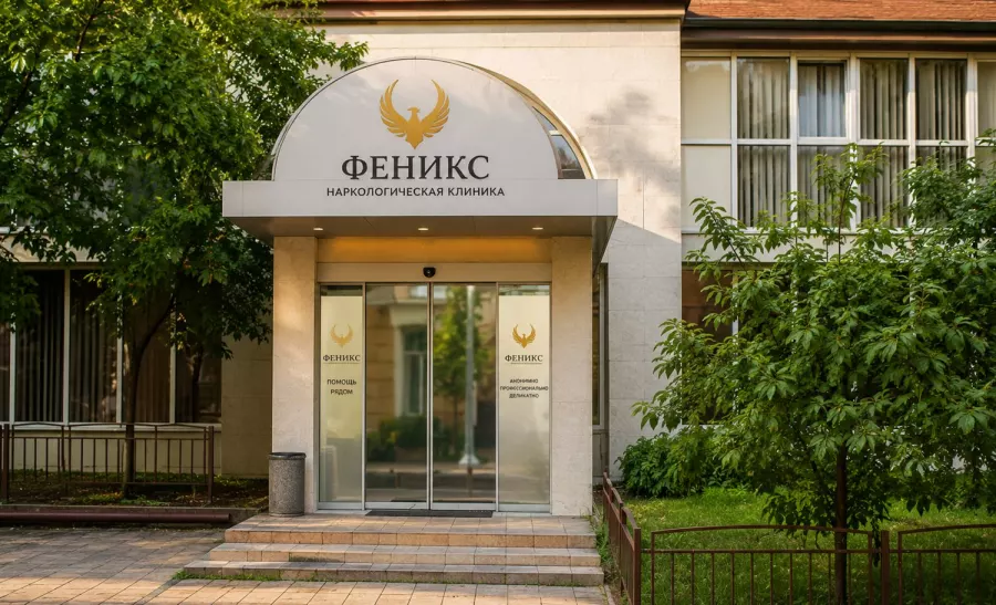 Вход в наркологическую клинику «Феникс» в Чкаловске